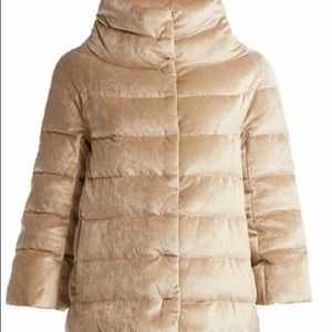 Herno Funnel Neck Quilted Down Velvet Jacket